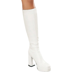 Shein Waterproof White FallWinter Boots For Women With Elastic Stretch High Heels