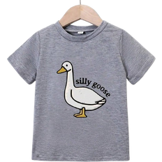 Birds Children's Clothing Shein Young Boy Casual Fashion Cartoon Goose Letter Print Short Sleeve TShirt For Summer Autumn