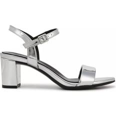 Naturalizer Bristol Ankle Strap Sandals Silver Mirror Faux Leather 9.5M