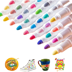 Design marker Shein 12-Color Acrylic Marker With Minimalist Design For Children's Painting And Art Creation, Water-Resistant Ink That Does Not Bleed Through Paper And Can
