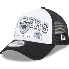 New Era Men's White Black Las Vegas Raiders Retro Wordmark A-Frame 9FORTY Adjustable Hat
