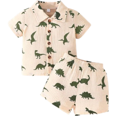 Dinosaurs Other Sets Children's Clothing Shein pcsSet Cute Baby Boy Summer Dinosaur Printed Shirt And Shorts Casual Outfits