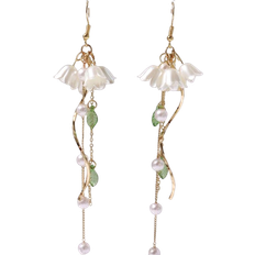 Shein Faux Pearl Decor Flower Drop Earrings