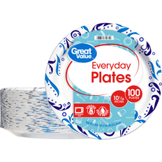 Great Value Everyday Disposable Paper Plates 10" White 100 Count