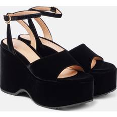 Gianvito Rossi Slippers & Sandals Gianvito Rossi Velvet Wedge Sandals - Black