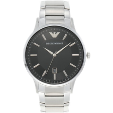 Emporio Armani DreizeigerDatumswerk, 43mm Silbernes Edelstahlgehäuse mit Edelstahlarmband, AR11181
