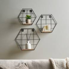 OHS Floating 3 Hexagon Wire Wall Shelf 26cm 3pcs
