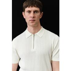 H&M Polo Shirts H&M Slim Fit Rib-knit Polo Shirt - White