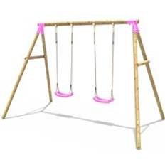 Slides Playground Rebo Wooden Garden Swing Set with 2 Swings Venus Pink