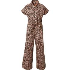 Lollys Laundry Mathilde Leopard-Print Denim Jumpsuit - XL