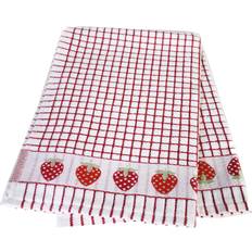 Samuel Lamont Poli-dri Jacquard White with Red and Strawberries Trim Towel Red, White