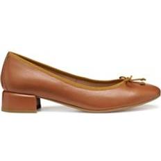Geox Women Ballerinas Geox Floretia Leather Ballet Pumps with Low Heel - Marron