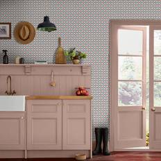Stately Floral Print Cream Blue 10m x 52cm Matte Wallpaper Roll