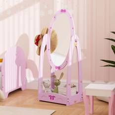 Pink Floor Mirrors Metro Lane Demetrias Manufactured Wood Oval 104cm H x 40cm W x 30cm D - Pink Floor Mirror