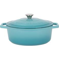 4.68L Cast Iron Oval Dutch Oven - Teal