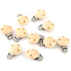 Cute Round Wood Natural Baby Pacifier Clip Charm 10pcslot