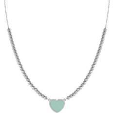 Nomination Dam Halsband Nomination Emosfere Green Heart Beaded Stainless Steel Necklace - Silver