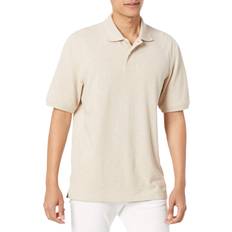 Amazon Mens Regular-Fit Cotton Pique Polo Shirt - Oatmeal Heather