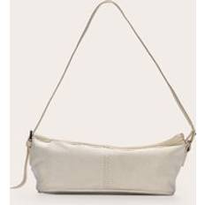 Butter Cream Suede Slim Buckle Strap Shoulder Bag