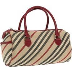 Burberry Bags Burberry Preloved Striped Canvas Handbag with Leather Trim - Beige