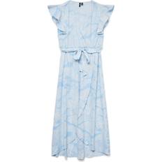Vero Moda Vmpage S/L Long Wrap Dress - Airy Blue