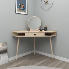 Beige Dressing Tables Corrigan Studio Bristoly with Mirror 130 cm H X 130.8 cm W X 55 cm D Dressing Table