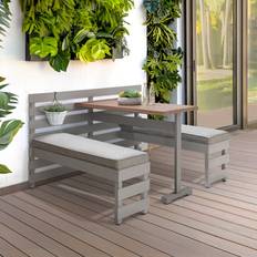 Steel Patio Dining Sets on sale Sunjoy Steel Garden 142cm x 128cm Grey Patio Dining Set