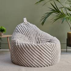 Mack + Milo Icon Cocoon Ribbed Faux Fur Chair Natural Grey Large Medium Bean Bag
