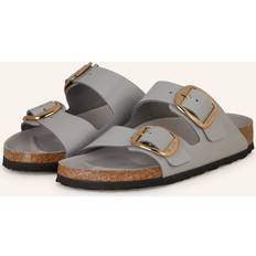 Birkenstock Arizona Big Buckle Natural Leather Patent High-Shine Stone Coin Two-Strap Sandals - Natural