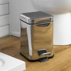 Harbour Housewares Square Bathroom Pedal Bin 3 Litre Chrome 3L