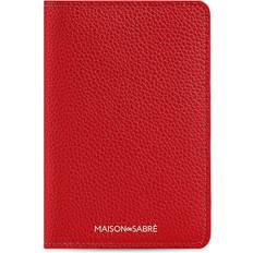 Maison de Sabre Leather Passport Holder - Pomegranate Red