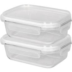Harbour Housewares Glass Storage Containers with Lids 640ml Pack of 2 Clear Food Container