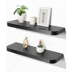 Latitude Run Black Floating Shelves Set Of 2 Wall Shelf