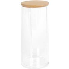 Harbour Housewares Tall Cotton Pad Holder with Bamboo Lid 17.5cm H x 7cm W x 7cm D