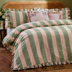Birdie Stripe Ruffle Set Set - Pink/Green