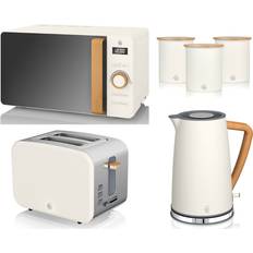 Swan Nordic White Jug Kettle 2 Slice Toaster Microwave & Canisters