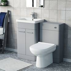 Nes Home Matte Grey 500mm Freestanding Basin Vanity WC Unit & Toilet Flat Pack