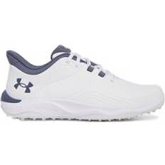 Under Armour Herre Golfsko Under Armour Drive Pro Spikeless Men's Wide Golf Shoes - White/Metallic Gold/Downpour Gray
