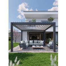 Silver Pavilions & Accessories Biohort Metal Pergola 3m x 3m Metallic Dark Grey