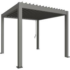 Metal Pergola 3m x 3m Grey Roof Louvres