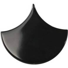Johnson Tiles Symmetry Fan Black Gloss Glazed Ceramic Wall Tile 150mm x 135mm