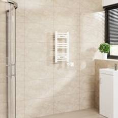 Heated Towel Rails WarmeHaus Touch Screen Thermostatic Towel Rail Curved 600 x 300 mm White