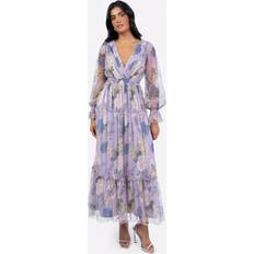 Purple Dresses Anaya Floral Print Long Sleeve Midi Dress - Lilac