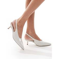 Aldo Oceweth Slingback Kitten Heeled Shoes - White Leather
