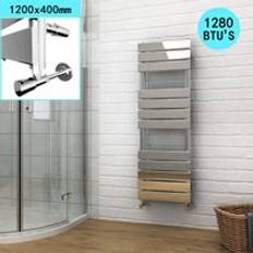 Heated Towel Rails Elegant 1200 x 400 Chrome Designer Flat Panel Heated Towel Rail Radiator Chrome