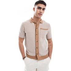 Brown Shirts New Look Retro Open Knit Shirt - Light Brown