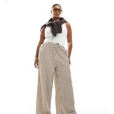 New Look Curve Wide Leg Trousers - Brown Stripe