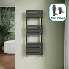 Heated Towel Rails Elegant Modern Central Heating Towel Radiator 1200 x 450 mm Anthracite Black, Anthracite