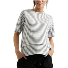 Ripe Maternity Claudette Stripe Nursing T-Shirt White Olive