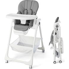 Baby Highchair with Safe Adjustable and Folding Design Grey